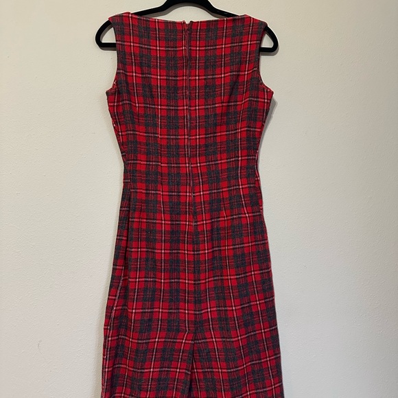 Vintage Handmade Wool Plaid Pencil Dress - Picture 4 of 4